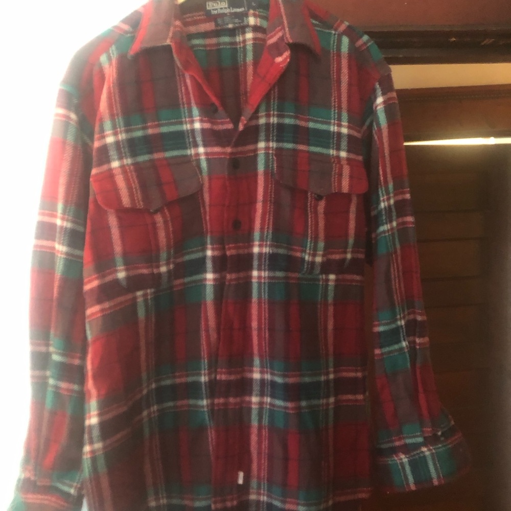 Vintage Polo by Ralph Lauren Red and Green Plaid Flannel Shirt/heavy weight